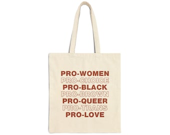 Pro-Women Pro Choice Tote, Equality Canvas Tote, Activist Gift, WLW, Fundamental Human Rights, Feminist Tote Bag, Large Tote