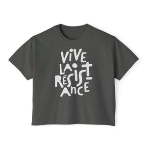 Comfort Colors®Vive La Résistance Crop Top, Feminist Shirt, Feminist Gift, Empowering Women, Anti-Fascist Shirt, Trans Rights, We The People Pepper/ Wht Print