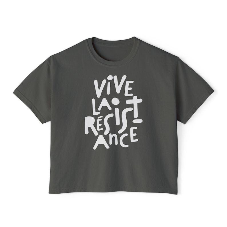 Comfort Colors®Vive La Résistance Crop Top, Feminist Shirt, Feminist Gift, Empowering Women, Anti-Fascist Shirt, Trans Rights, We The People Pepper/ Wht Print
