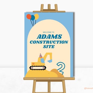 Kids Excavator Party Poster, Construction Party Welcome Poster trucks birthday stationary set construction party decoration INSTANT DOWNLOAD