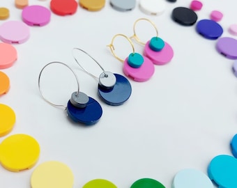 Round Tile Double Drop Hoop Earrings * Unique Unusual Christmas Gifts Ideas * Secret Santa Presents * Jewellery * Made with Lego®