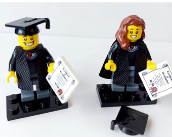 Graduation Minifigures Graduate Cake Toppers * Customised Personalised * Made with Lego® * Minifigure * Favours * Favors * School Gifts