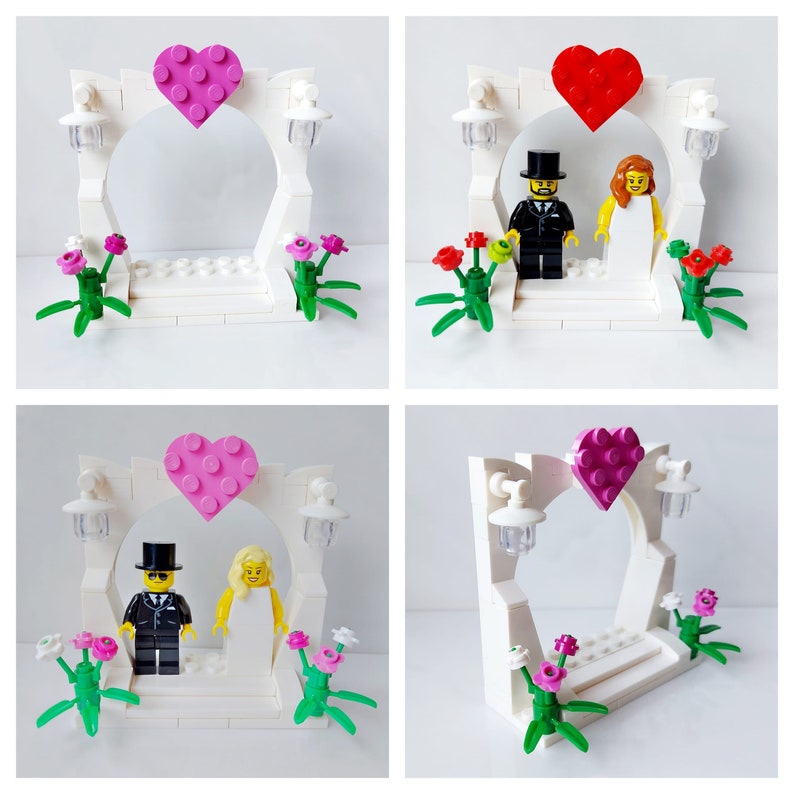 Wedding Arch for Minifigures Bride and Groom Cake Toppers Customised Personalised Made with Lego® Gay Lesbian Gifts Decorations image 1