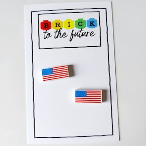 Amerikanische Flagge Ohrstecker * Einzigartige Ungewöhnliche Vierte Juli Geschenkideen * Mit Lego® gemacht * Geschenke * Thanksgiving Präsidentschaftswahl *