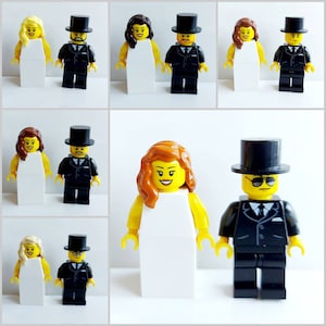 Wedding Minifigures Bride and Groom Cake Toppers Customised Personalised Made with Lego® Gay Lesbian Favours Favors Gifts image 1