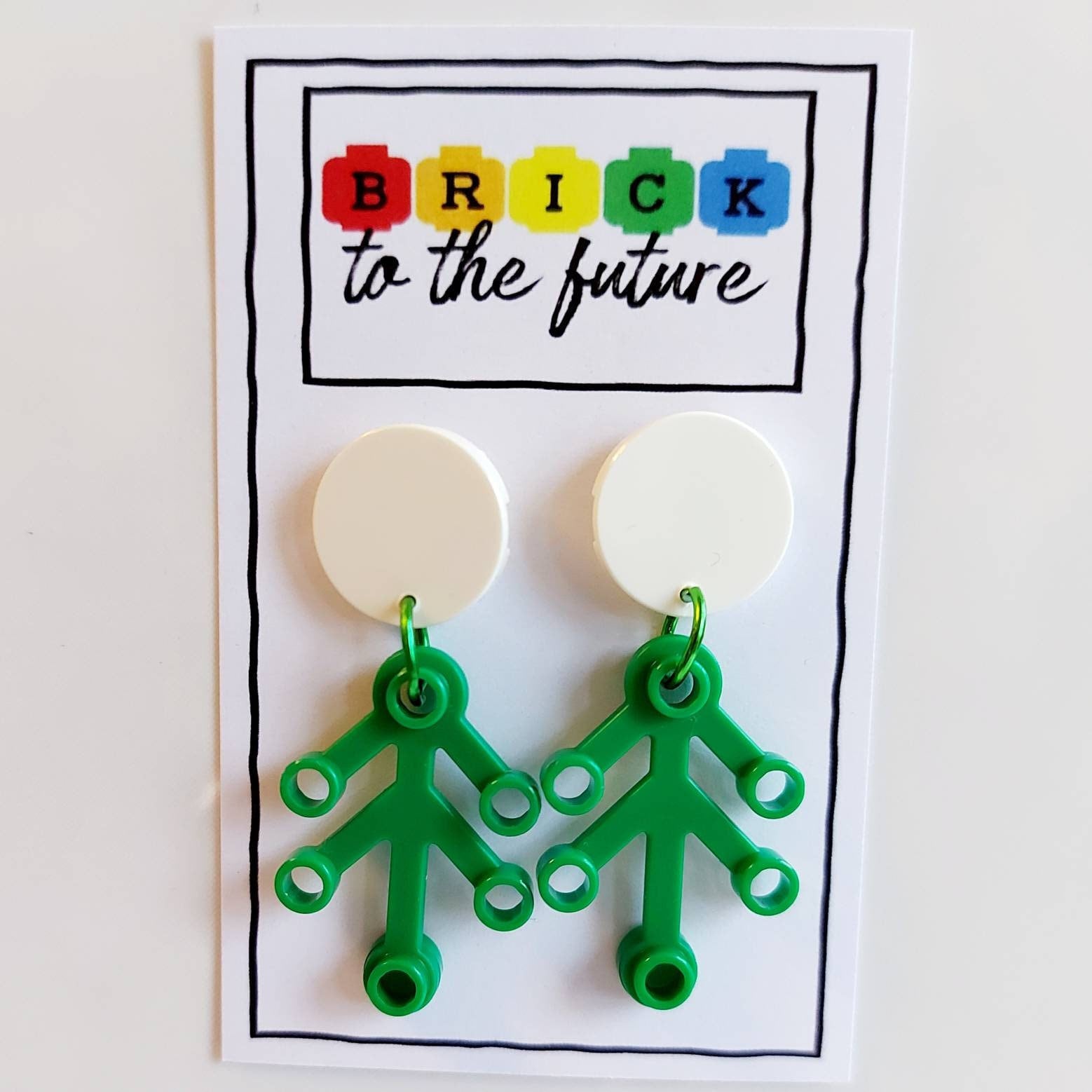 Mistletoe Dangly Stud Earrings * Unique Unusual Christmas Gifts * Made with Lego® * Secret Santa Ideas Presents * Drop Studs * Jewellery