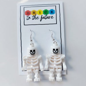 Orecchini pendenti a forma di scheletro * Regali di Halloween unici e insoliti con mattoncini * Cosplay * Realizzati con Lego® * Regali * Bigiotteria