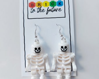 Skeleton Dangly Earrings * Unique Unusual Brick Halloween Gifts * Cosplay * Made with Lego®* Presents * Costume Jewellery