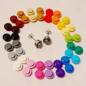 Round Plate Studs Earrings * Unique Unusual Christmas Brick Gifts Ideas * Secret Santa * Valentines Presents * Jewellery * Made with Lego®