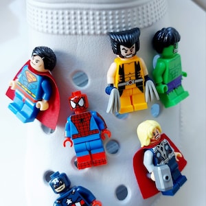 Superheroes Minifigures Shoe Charms Studs * Unique Unusual Christmas Gift Ideas * Xmas Gifts Presents * For Crocs Clogs *