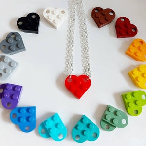 Heart Necklaces * Unique Unusual Gift * Made with Lego® * Romantic Two-Part Couples Friends Pendants * Xmas Gifts Presents * Valentines Day