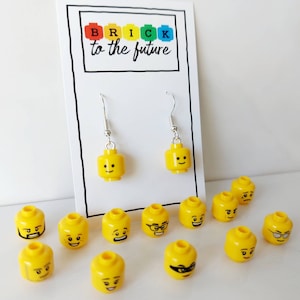 Minifigure Heads Drop Earrings * Unique Unusual Christmas Gifts * Secret Santa Ideas * Birthday Presents Ideas * Jewellery * Made with Lego®