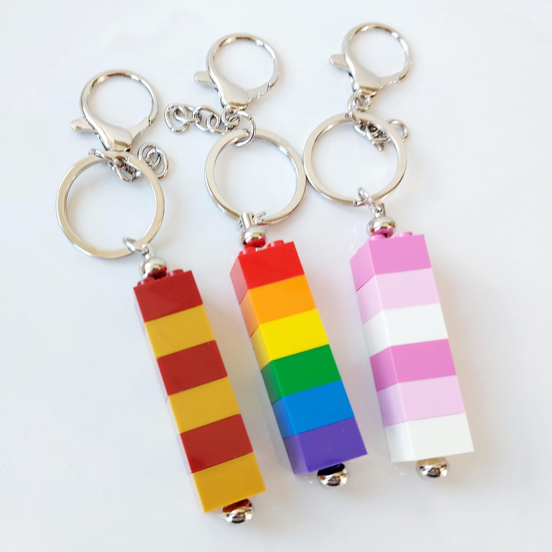 2 X 2 Brick Keyrings * Unique AFOL Gift * Colourful Key Chains