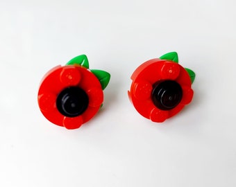 Poppy Flowers Stud Earrings * Unique Unusual Gifts * Remembrance Day Ideas * Made with Lego® * Presents Quirky Floral Jewellery * Poppies
