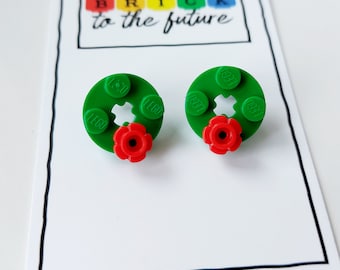 Christmas Wreath Stud Earrings * Unique Unusual Christmas Gifts * Secret Santa Ideas * Made with Lego® * Presents * Xmas Party Wreaths Studs