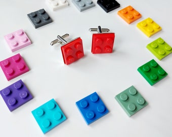 2 x 2 assiettes boutons de manchette en argent * cadeau de Noël inhabituel * fabriqué avec Lego * idées secrètes amusantes pour le père Noël * cadeaux de Noël * original * garçons hommes