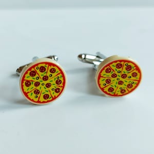Pizzas Cufflinks * Unique Unusual Christmas Gifts * Made with Lego® * Secret Santa Ideas * Presents * Fast Food Cuffs * Jewellery Cuff Links
