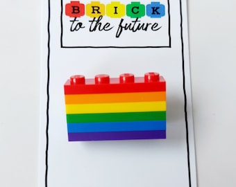 Rainbow Pin Badge Brooch * 1 x 4 * Unusual Christmas Gifts * Made with Lego® * Gay Lesbian LGBTQ+ * Presents Ideas * Quirky Pride Jewellery