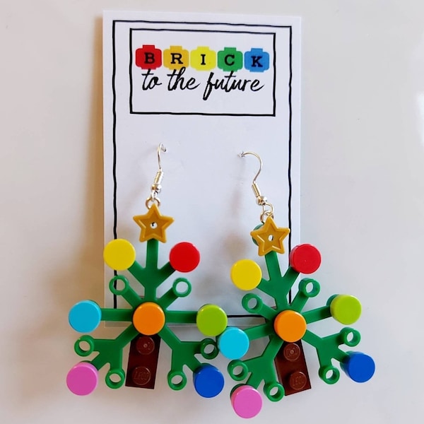 Boucles d'oreilles pendantes arbre de Noël * cadeaux de Noël insolites uniques * fabriqués avec Lego® * idées secrètes pour le père Noël * cadeaux * bijoux pour arbres