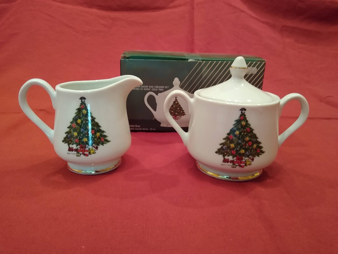 Vintage Christmas Cream and Sugar Set in Box NIB Sugar Bowl Etsy