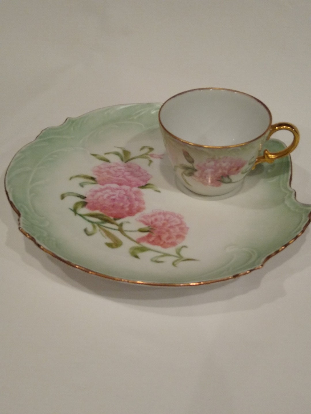 Vintage Porcelain Plate and Tea Cup Luncheon Tea Set Floral Flowers