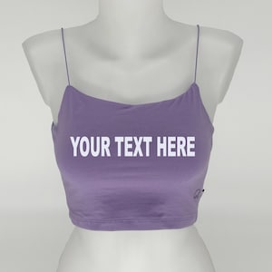 Custom Purple Crop Top: Cotton Strappy Cami Bra