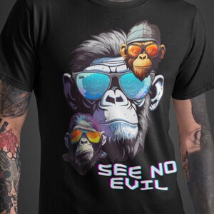 See No Evil Hip Hop Tee | Hip-Hop Graphic Tee | Unisex Tee | Woke Graphic Tee | Printed Graphic Tee | Western Tee | Teen Gift | Big & Tall