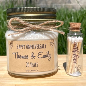 Personalized Anniversary Gift Wedding Anniversary Gift Box 8 oz Soy Candle Soap Anniversary Party Favors Candle & Matches