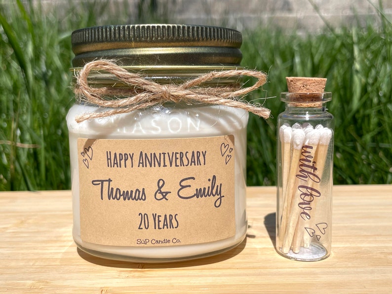 Personalized Anniversary Gift Wedding Anniversary Gift Box 8 oz Soy Candle Soap Anniversary Party Favors Candle & Matches