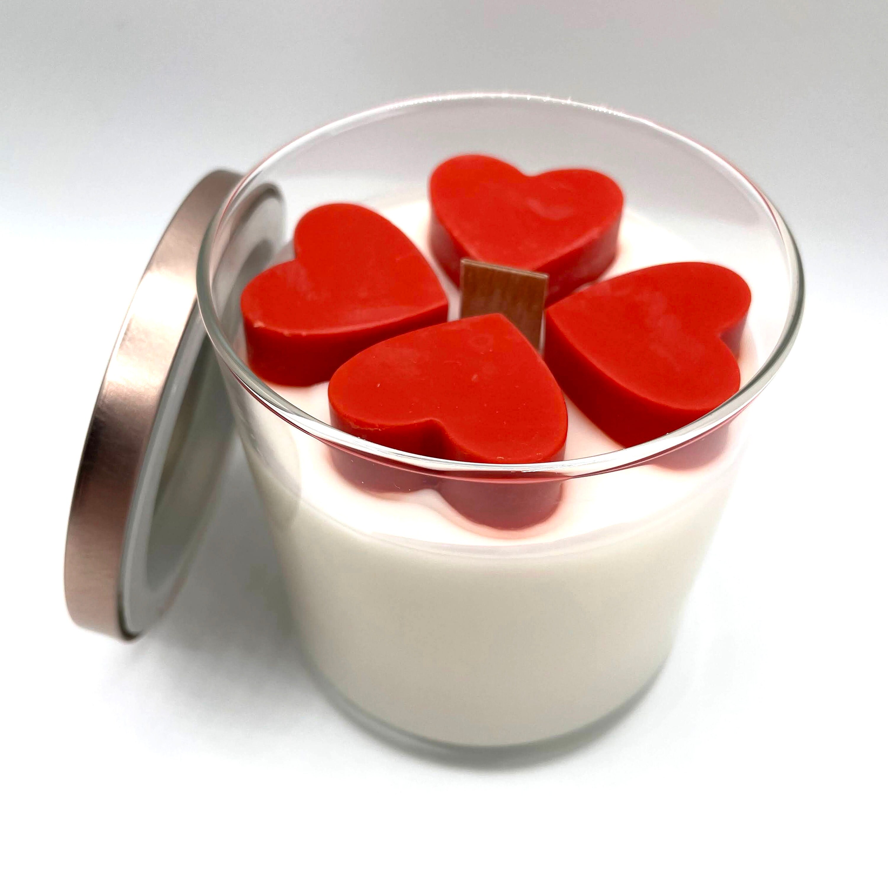 Heart Candle Jar With Wooden Wick Valentine's Day Gift Scented Soy Wax