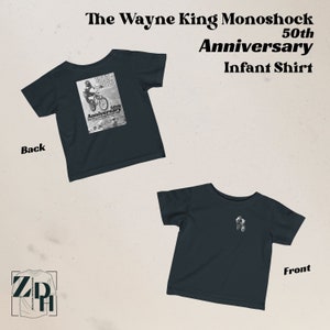 Infant- Wayne King 50th Anniversary Monoshock BMX Infant Fine Jersey Tee, Thom Lund Rider, Socal Bicycle Motocross Graphic Shirt for Babies