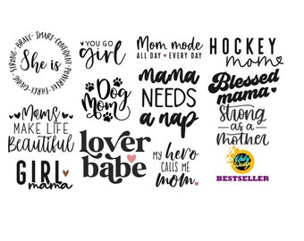 ママライフ svg、ママライフ svg、ゴーガール svg、ドッグママ svg、ラバーベイビー svg、ホッケーママ svg、ママモード svg、強い女の子 svg、強いママ svg