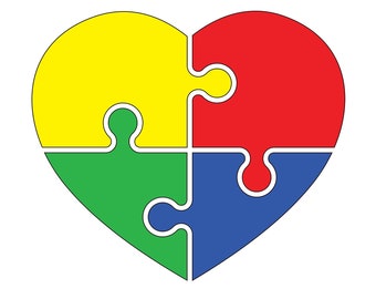 自閉症啓発ハート svg、自閉症啓発 svg、png