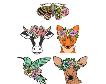花の動物デザイン SVG と PNG