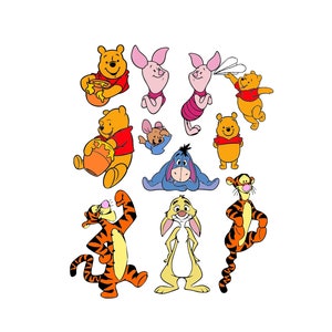 Winnie de Poeh SVG, konijn SVG Roo SVG Teigetje SVG Eeyor Donkey SVG, Winnie de Poeh karakters SVG, Winnie Bear gesneden bestanden, Knorretje SVG