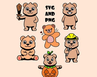 テディベア SVG バンドル、シャツなどに使えるかわいいベア SVG。