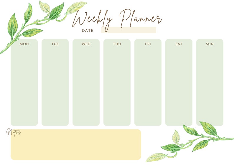 Weekly Planner Printable to Do List LANDSCAPE Layout White - Etsy
