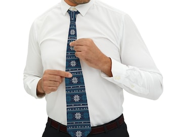 Cute Blue Christmas Sweater Style Necktie