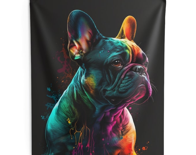 Leuke/kleurrijke Franse Bulldog kunst wandtapijten