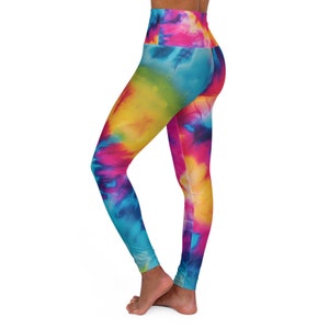 Womens Yoga Pants | Festival Leggings | Tie Dye Stretch | Cotton Full length Exercise | Flared Tights | Gym Pants | Workout Pants