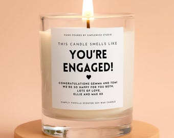 Personalised You're Engaged! Engagement Candle Gift: Scented Vanilla Soy Wax