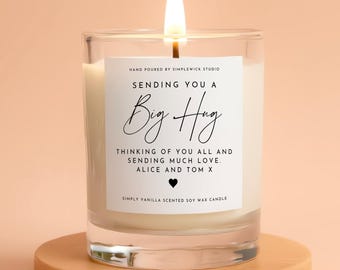 Personalised Hug Candle Gift: Handmade Vanilla Scented Candle