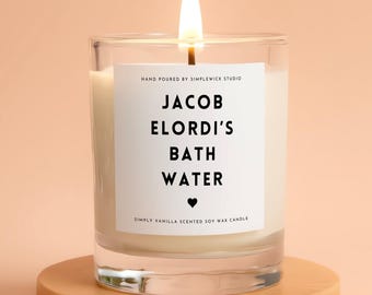 Jacob Elordi's Bath Water Candle: Vanilla Soy Wax Scented Funny Gift