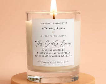 Wedding Remembrance Candle: Vanilla Scented Soy Wax Memorial Gift