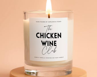 Chicken Wine Club Vanilla Soy Candle  - Handmade In Hertfordshire