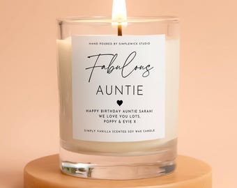 Personalised Auntie Candle Gift : Hand Poured Vanilla Soy Wax