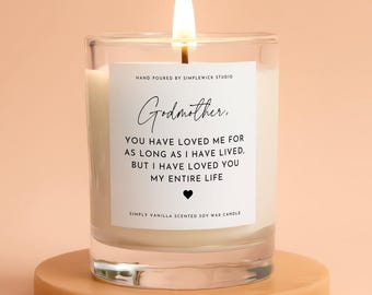 Godmother Quote Candle Gift: Hand Poured Vanilla Scented Soy Wax