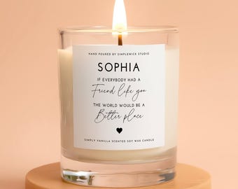 Personalised Friendship Quote Candle Gift: Handmade Vanilla Soy Wax