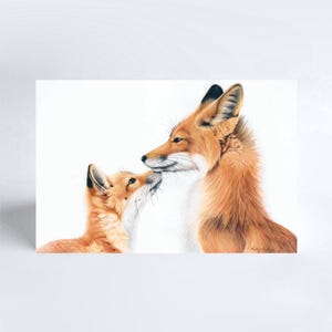Maman et son kit (renard) - Carte de voeux vierge (4 x 6 po.)