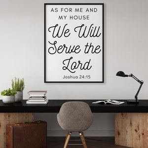 As For Me And My House We Will Serve The Lord, Bible Verse Printable, Bible Quote, Joshua 24:15, Housewarming Gift, Realtor Closing Gift